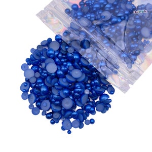 Royal Blue Mixed Sizes Flatback Pearl 1000 Pieces, Sizes Range 3MM-10MM, Faux Pearls Mix, Mixed Sizes