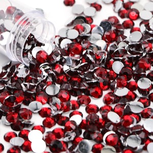 Siam Red Flatback Resin Rhinestones 1000pcs, Choose Size and Color 3mm, 4mm or 5mm, Faceted Resin Rhinestones, Not-Hotfix