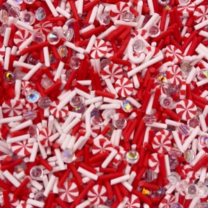 Twisted Peppermint Christmas Polymer Clay Sprinkle Mix, Fake Sprinkles, Clay Slices for Nail Art and Slime