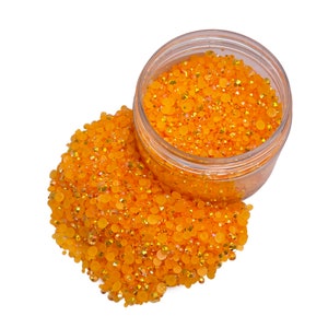 Light Orange Mixed Size Jelly Resin Rhinestone 4oz Jar, Mixed Sized 2-5mm, Non-Hotfix, Flatback Resin Rhinestone, Bulk Rhinestone Jars