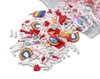 Kawaii Rainbow Mix Polymer Clay Slices, Polymer Clay Slices, Fake Sprinkles, Jimmies, Clay Slices for Nails, Resin Crafts and Slime