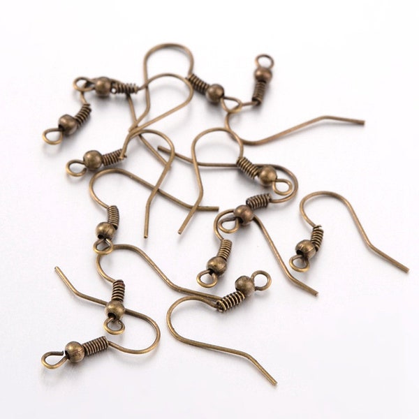 100 Pcs Earring hooks - Antique Bronze - Nickel free, lead free and cadmium free earwire - C101