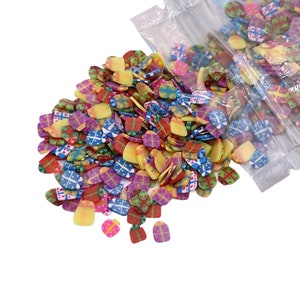 Christmas Gifts Mix Polymer Clay Slices, Christmas Polymer Clay Slices, Fake Sprinkles, Jimmies, Clay Slices for Resin Crafts and Slime