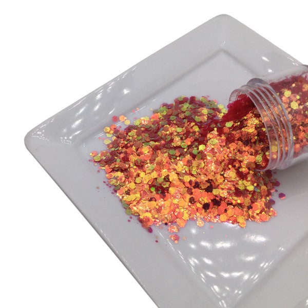 DECADENT RED Chunky Glitter 10g Jar, Loose Glitter, Polyester Glitter, Solvent Resistant, Premium Quality Glitter for Tumblers