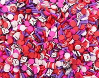 Valentines Day Themed Polymer Clay Sprinkles, Fake Sprinkles, Clay Slices for Nail Art and Slime