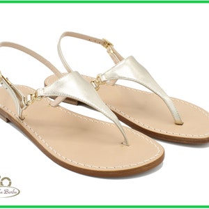 Jacqueline Sandale - Handgefertigte Capri-Sandalen - Made in Italy - Silber - Echtes Leder und toskanisches Leder - Capri Positano Sorrento Amalfi