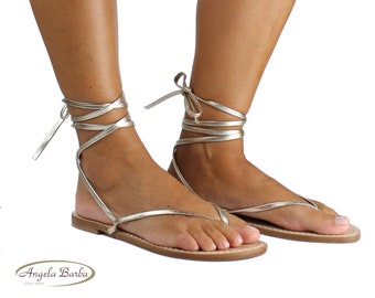 The Gladiator Sandal - Woman Handmade Capri Sandals - Made in Italy - Gold, Silver and Multiple colors - Tuscany Leather Fashion Shoes