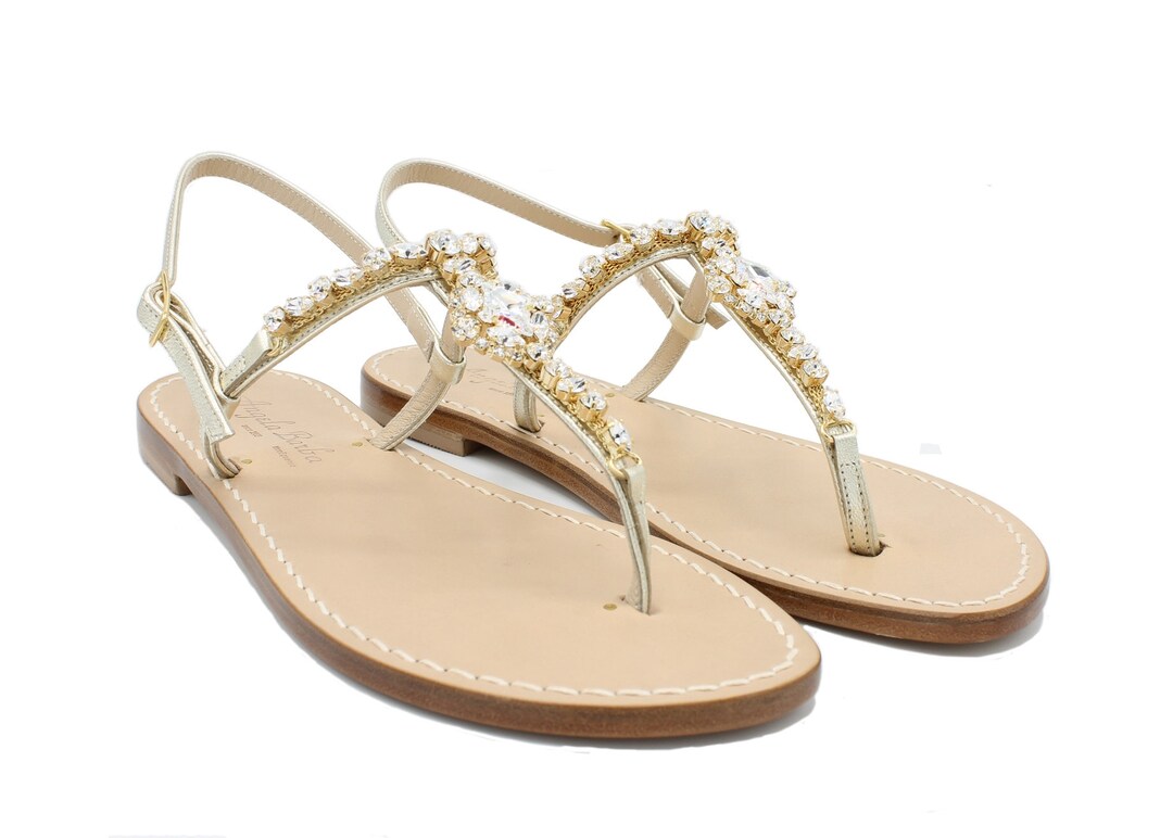 Women's Sandals Handmade With Swarovski Crystal Jewel Fashion Capri  Handmade Sandals Capri Positano Made in Italy - Main Image