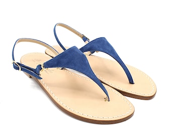 The Jacqueline Sandal - Woman Handmade Capri Sandals - Made in Italy - Blue Ocean - Tuscany Leather Fashion Shoes - Capri Positano Amalfi