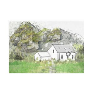 Cartes postales, Paysage des Crofts écossais, Peinture numérique originale, Ensemble de papeterie, Impressions d'art, Souvenirs de voyage, Décoration murale