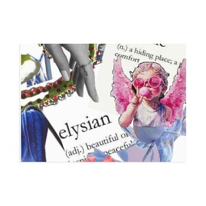 Juego de postales, diseño de collage de palabras, papelería inspiradora, impresiones artísticas en técnica mixta, paquete de tarjetas de felicitación, cartas escritas a mano,