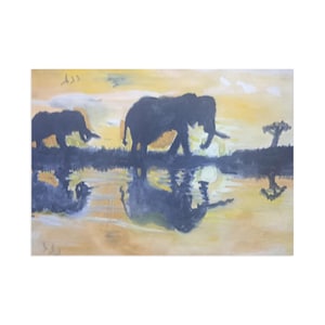 Postkarten, Original Aquarell Elefanten - Kunstdrucke, Wandkunst, Home Decor, Schreibwaren, Geschenkset
