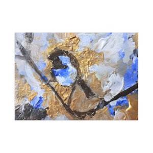 Cartes postales, peinture acrylique originale moineau, tirages d'art, cadeau pour amoureux des oiseaux, lot de 5 cartes