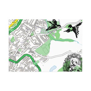 Postcards, Selkirk Scotland Cityscape Map, Fine Art Print, Wall Art, Souvenir Gift, Travel Decor