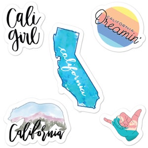 CALIFORNIA STICKER PACK - Vinyle de haute qualité - 5 Autocollants