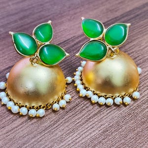 Jhumkas Traditional Earrings, Meenakari Handcrafted Gold Plated Jhumki Hoop Earrings | Traditional Indian/Pakistani Meenakari Jewellery image 2