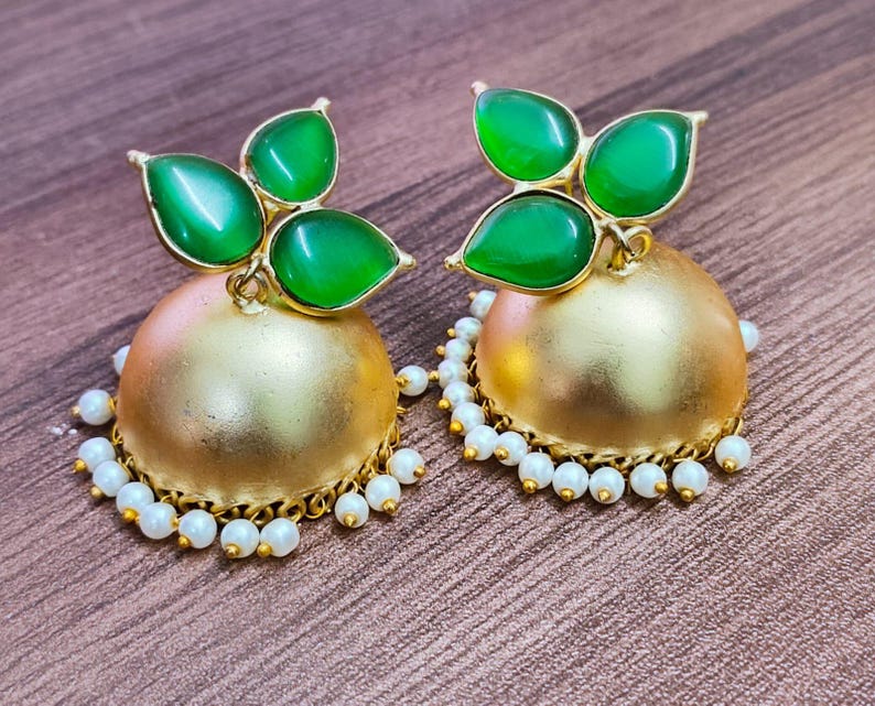 Jhumkas Traditional Earrings, Meenakari Handcrafted Gold Plated Jhumki Hoop Earrings | Traditional Indian/Pakistani Meenakari Jewellery image 2