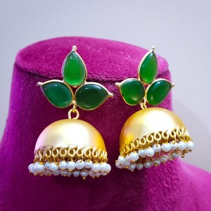 Jhumkas Traditional Earrings, Meenakari Handcrafted Gold Plated Jhumki Hoop Earrings | Traditional Indian/Pakistani Meenakari Jewellery image 1