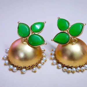 Jhumkas Traditional Earrings, Meenakari Handcrafted Gold Plated Jhumki Hoop Earrings | Traditional Indian/Pakistani Meenakari Jewellery image 4