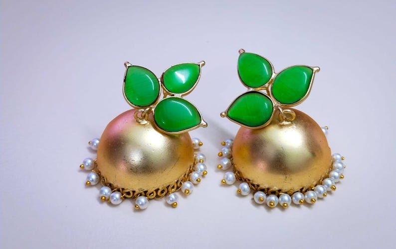 Jhumkas Traditional Earrings, Meenakari Handcrafted Gold Plated Jhumki Hoop Earrings | Traditional Indian/Pakistani Meenakari Jewellery image 4