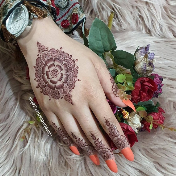 Temporary Henna Tattoo Sticker 1 Hand gulrose Etsy UK