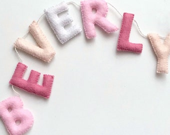 1st birthday banner, Felt letters banner, Felt name banner, Personalise bunting, Custom name banner, Name banner nursery