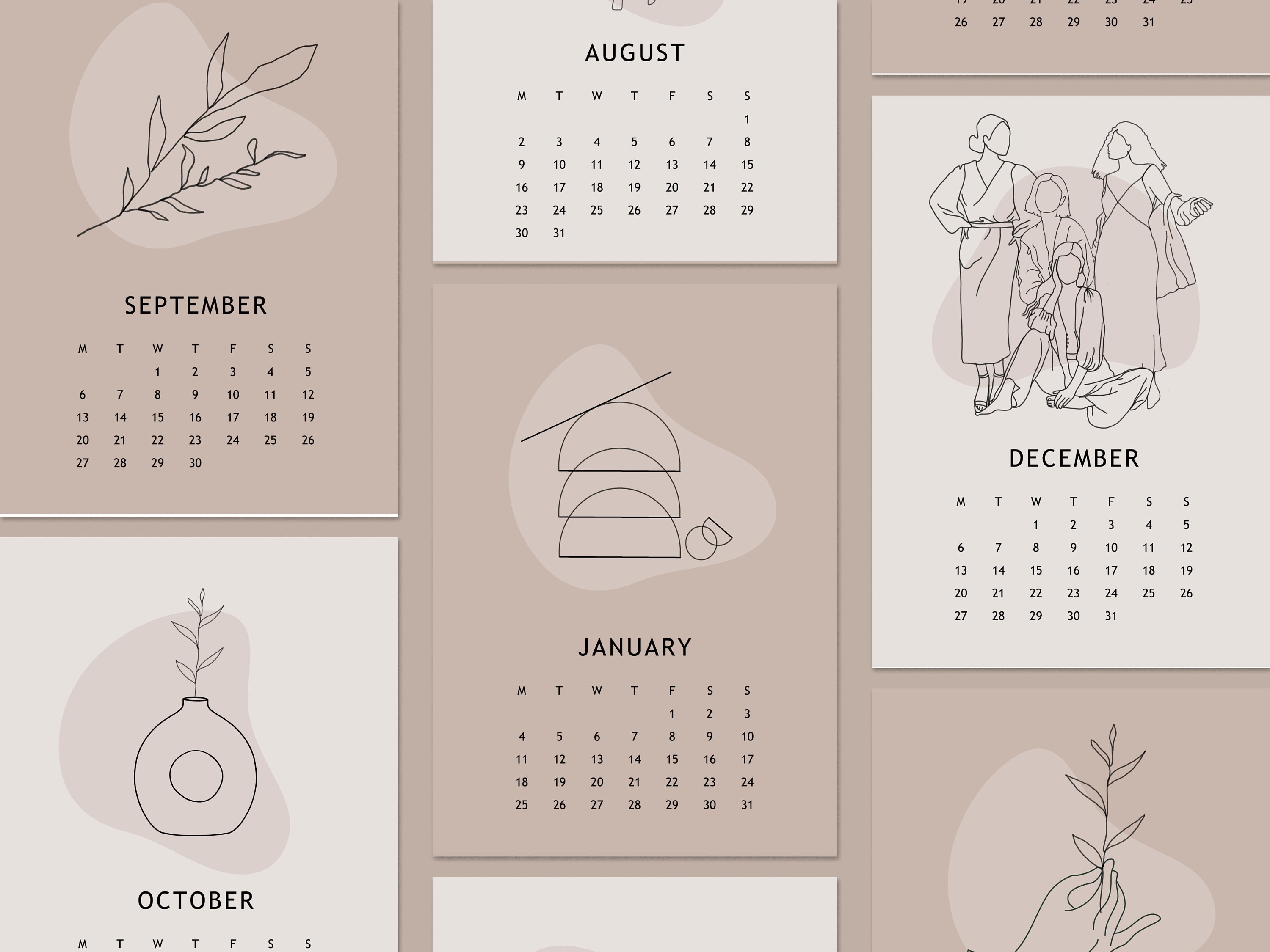 2021 Plantilla De Calendario Imprimible Calendario Mensual Etsy