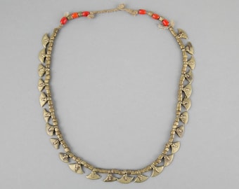 Unique vintage Indian Khond bronze bead necklace,