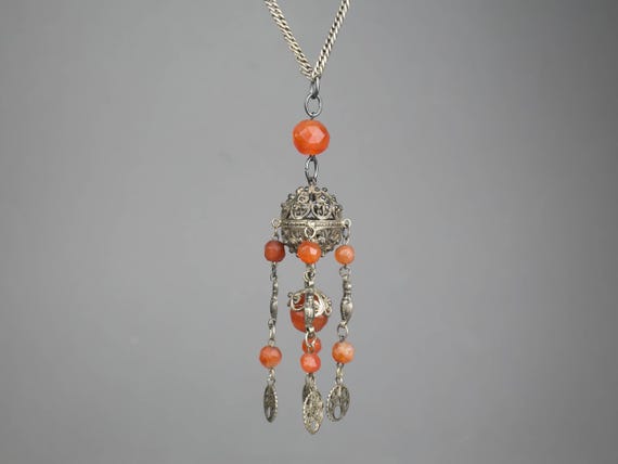 Unique Vintage Middle Eastern Tassel Necklace, Ca… - image 3