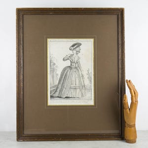 Rare antique 18th-century engraving fashion plate - Paris, Marie Antoinette era- &quot;Cahier des Costumes Francais&quot; by Nicolas Dupin, 1780s