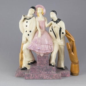 Rare 1920s/ 1930s Art DECO statue - Paris cabaret - J. Fabre/ R. Gonse Antique French large ART DECO ceramic sculpture