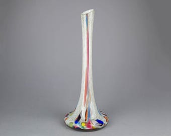 Vintage Italian Confetti Glass Vase, MCM Murano Style Art Glass