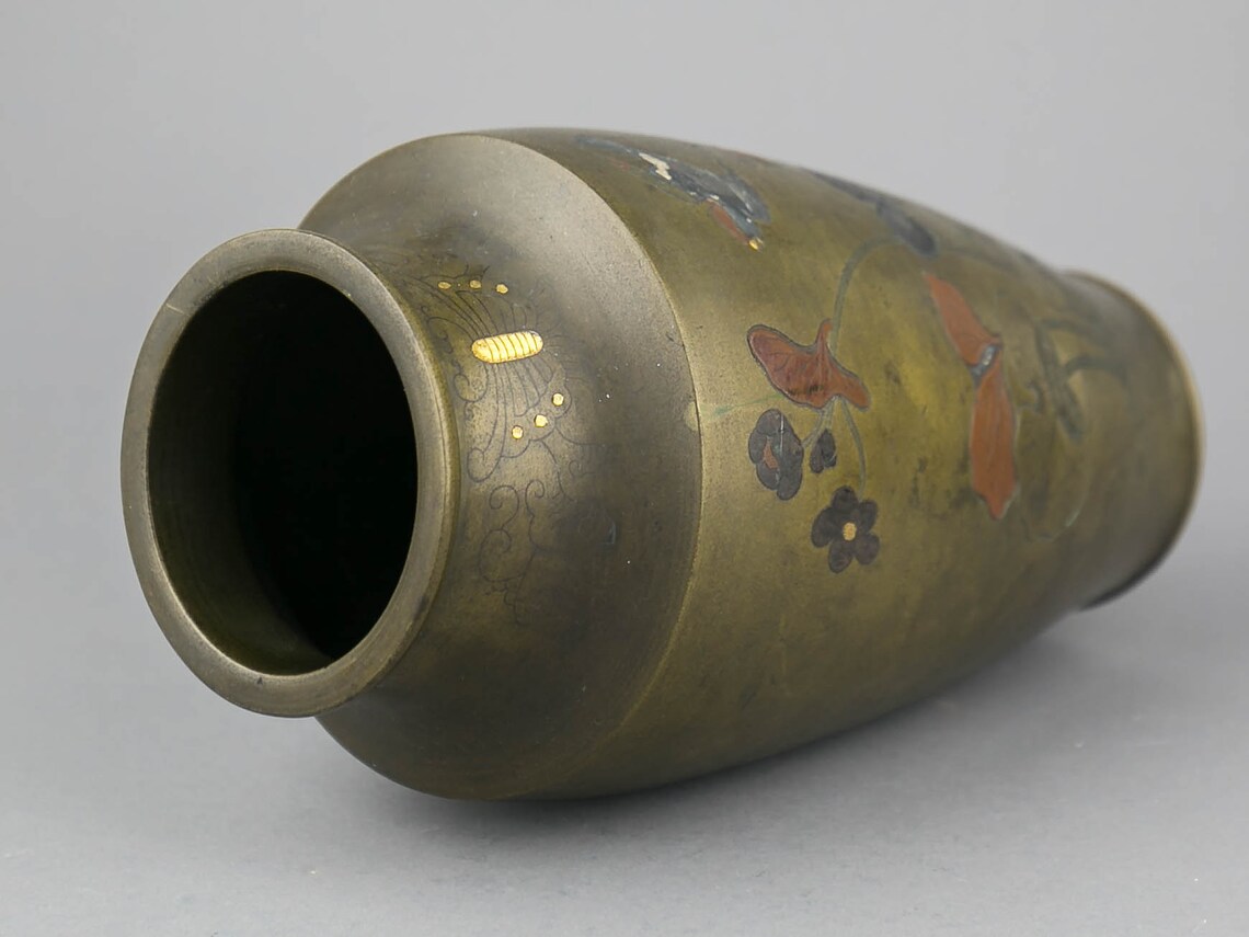Antique Japanese Meiji-period Mixed Metal, Gold & Silver Inlay Bronze ...