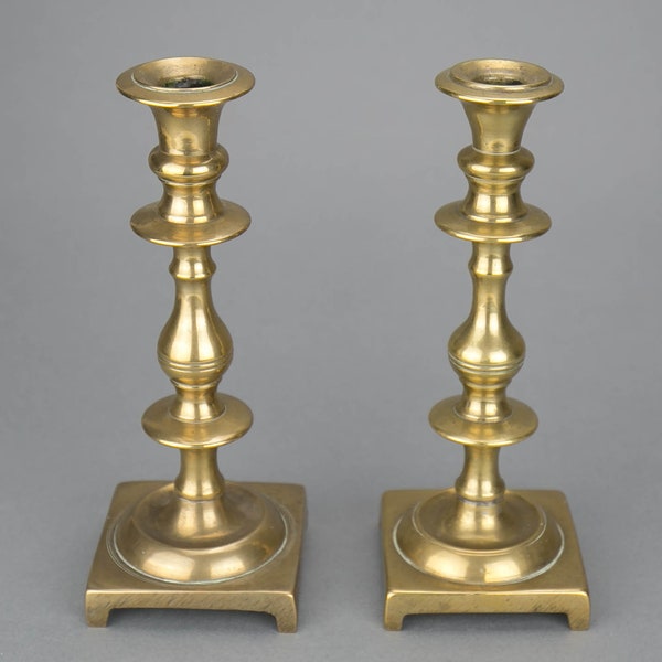 Rare antique 17th/ 18th century Hispano Flemish bronze candlesticks, classical home decor