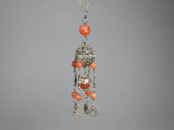 Unique Vintage Middle Eastern Tassel Necklace, Ca… - image 4