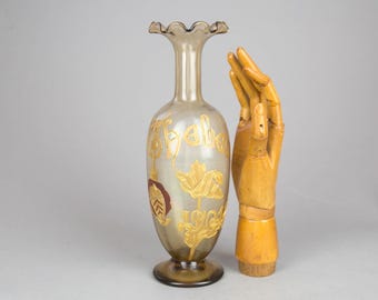 ヴィンテージ ルイ ルルー ガラス花瓶 アール ヌーボー スタイル