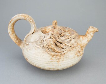 Unique Vintage French studio pottery sculptural teapot/ jar by VIRGINIE SERRE/ Atelier d'art Serremorizot - 1990s