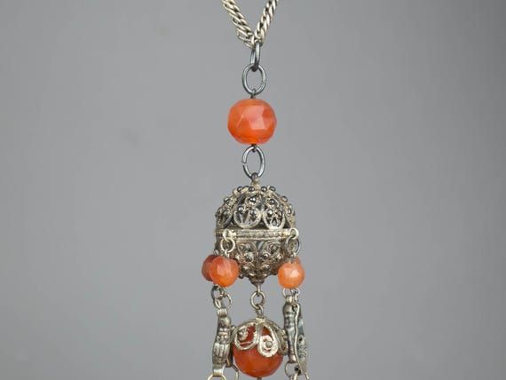 Unique Vintage Middle Eastern Tassel Necklace, Ca… - image 6