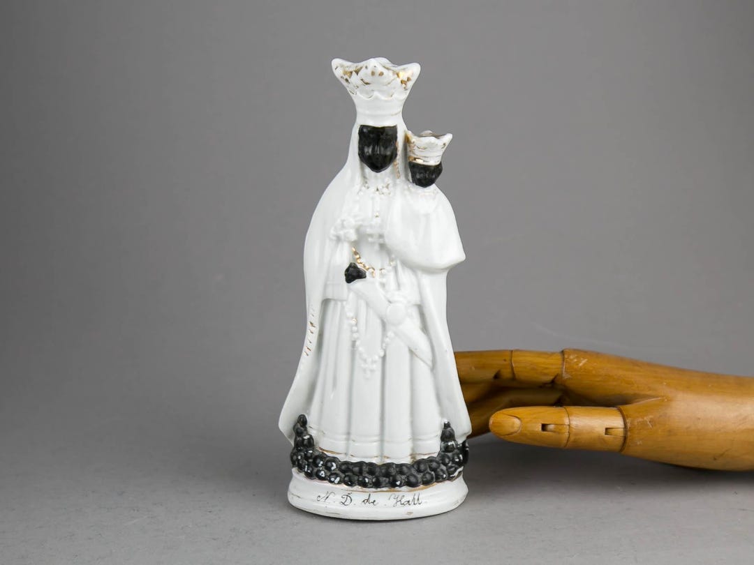 Rare Antique 1800s Black Madonna "notre Dame De Halle" Porcelain Statue ...