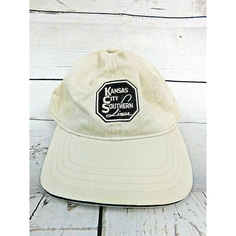 VTG Men/'s Kansas City SOUTHERN LINES Tan Champion Solid Trucker Cap Hat