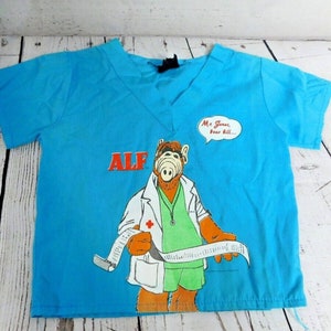 Vintage 1987 Alf T Shirt Size 3T Blue &quot;Mr Jones Your Bill&quot; V Neck Doctor Wormser