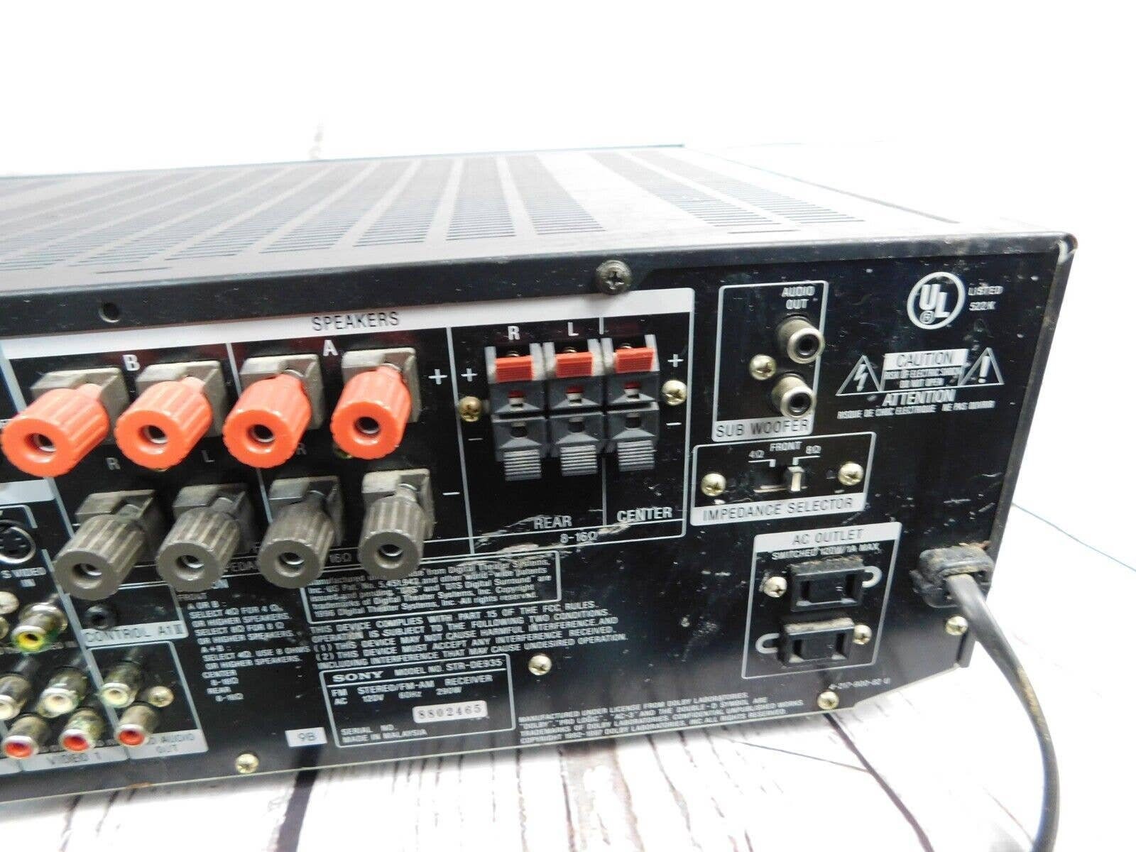 Sony STRDE935 5.1 Channel Receiver 100W Am/fm Audio Video No Etsy