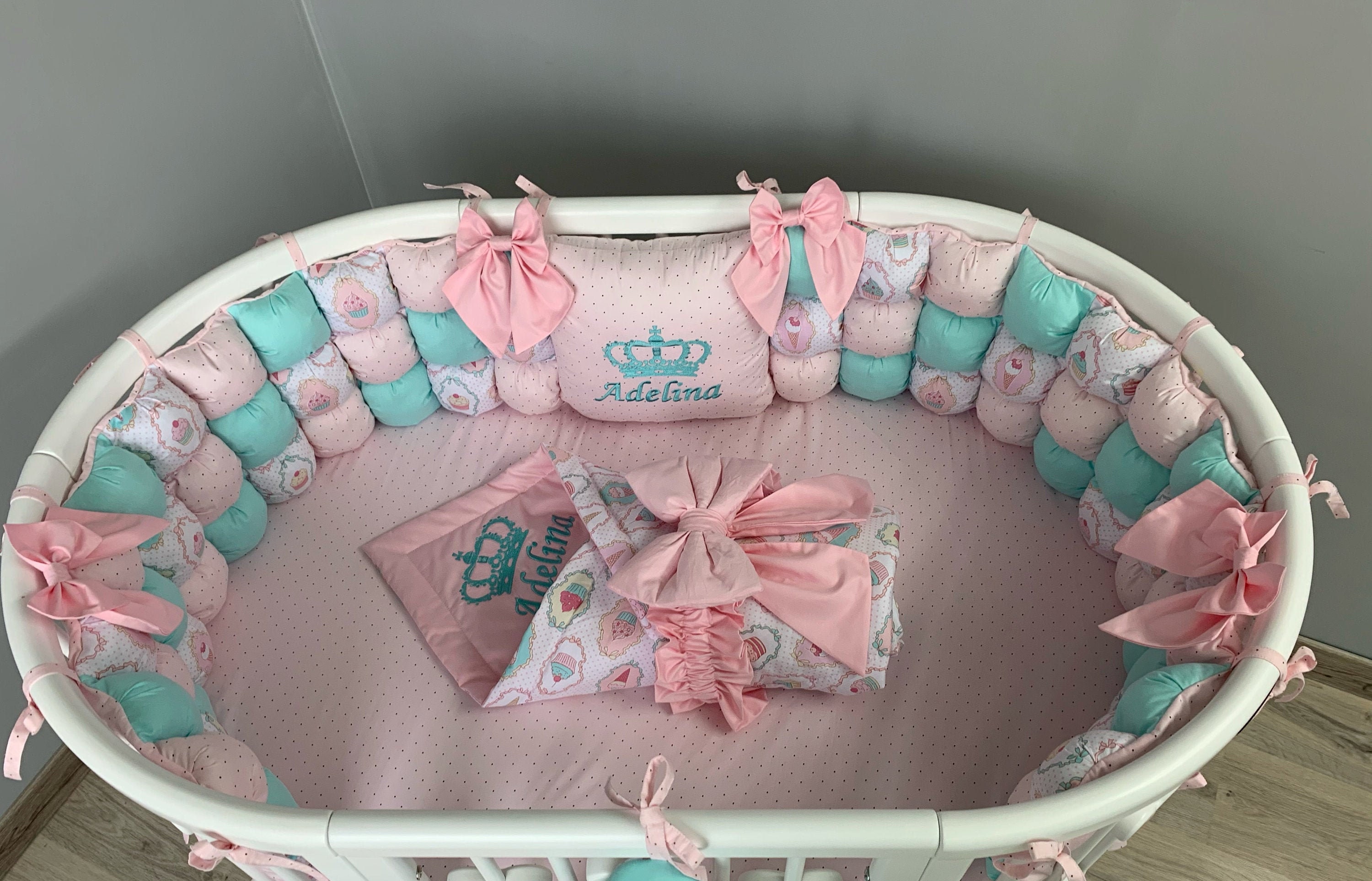 Personalized Baby Crib Bumper Girl Crib Bumper Girl With Etsy