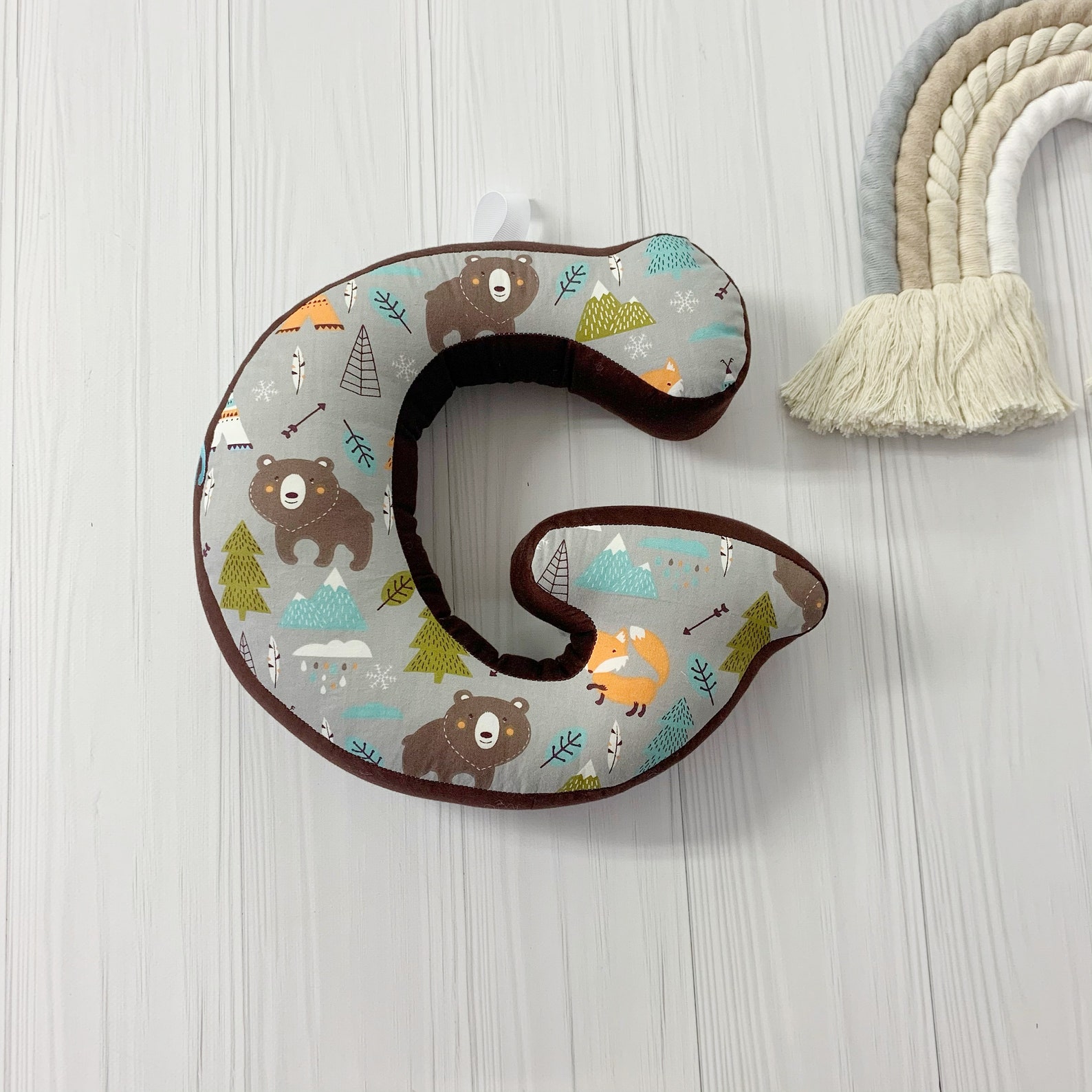 Letter Pillow Bear Brown Letter Pillow G Letter Toy With Etsy