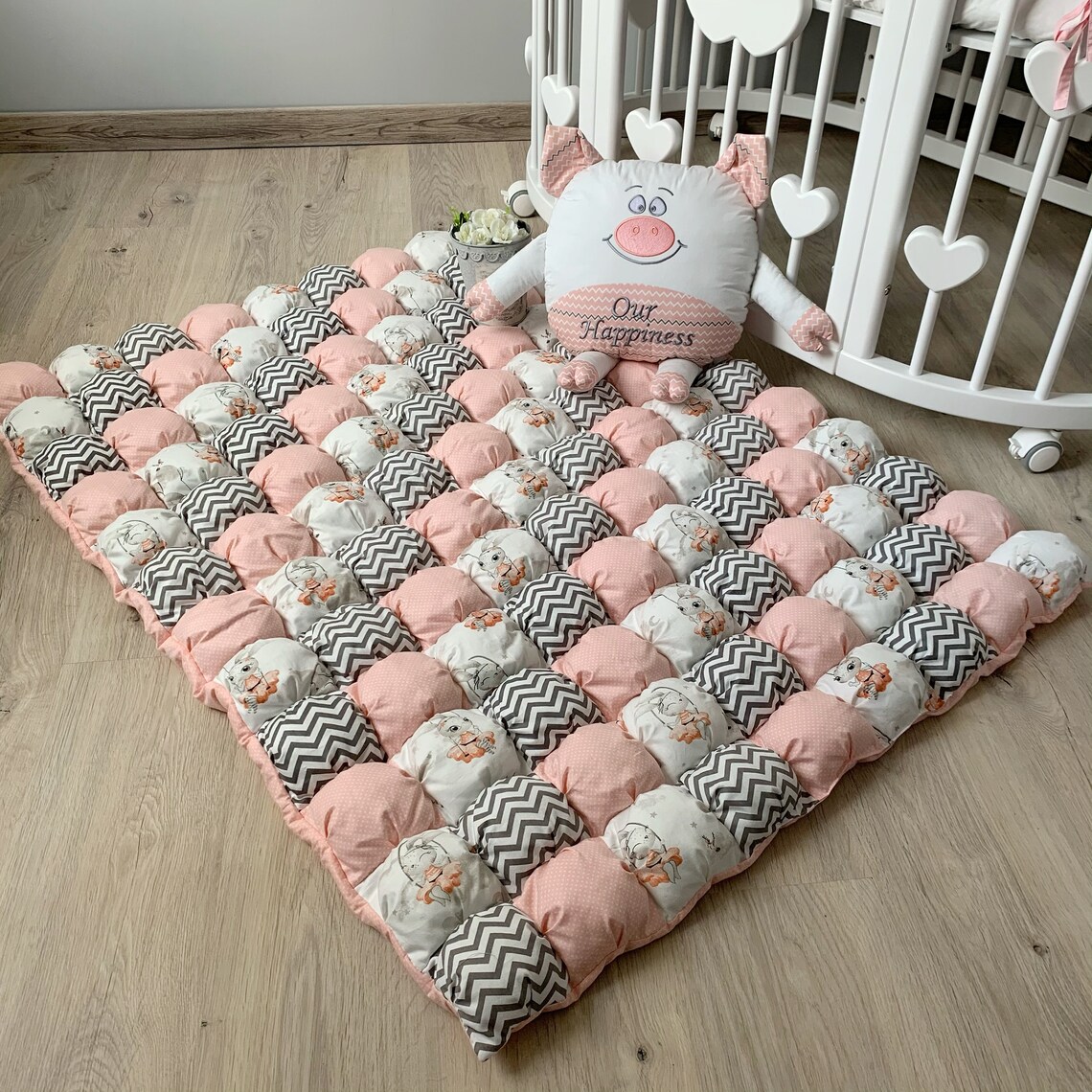 Pink Tepee Play Mat Baby girl play mat Natural Playmat Etsy
