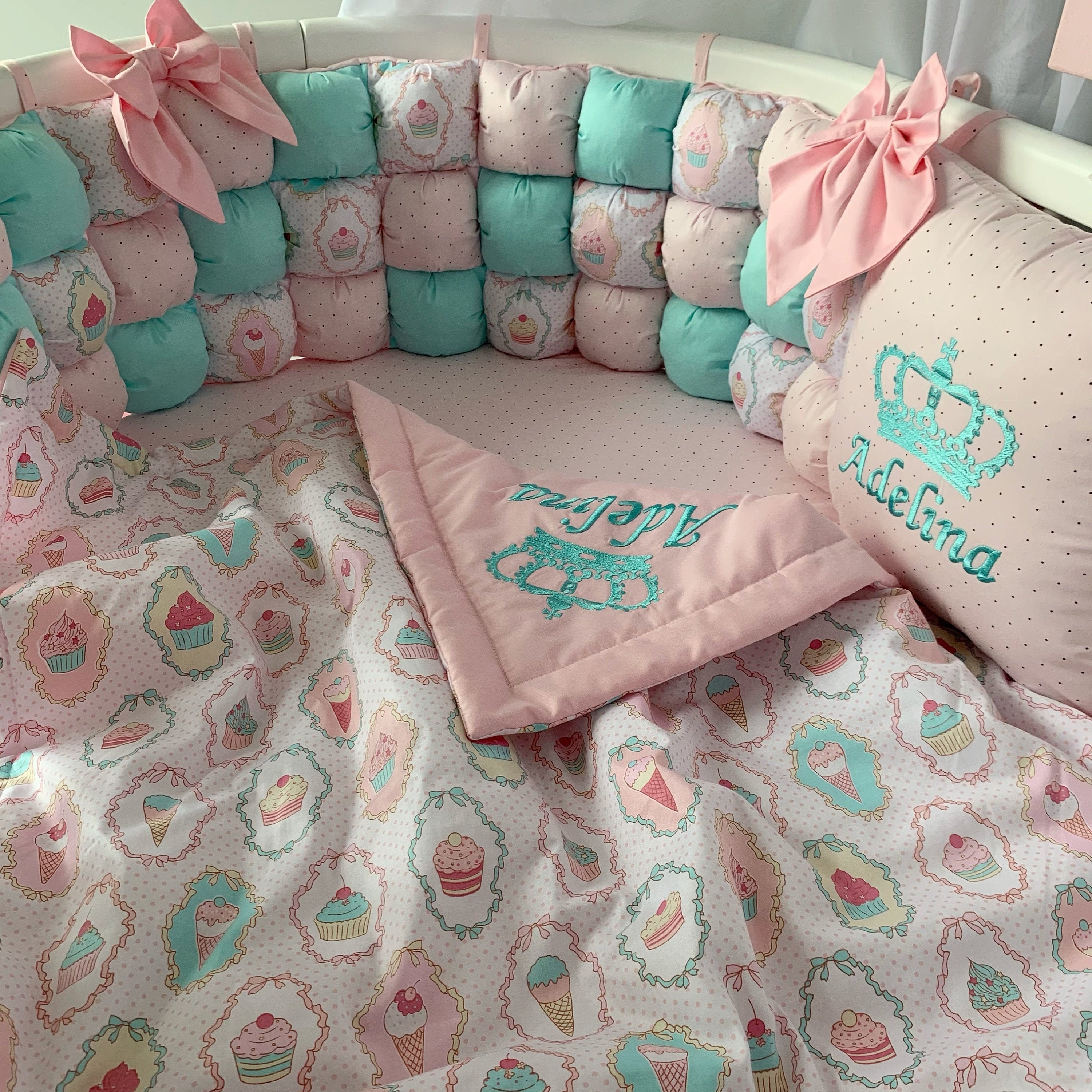 Personalized Baby Crib Bumper Girl Crib Bumper Girl With Etsy
