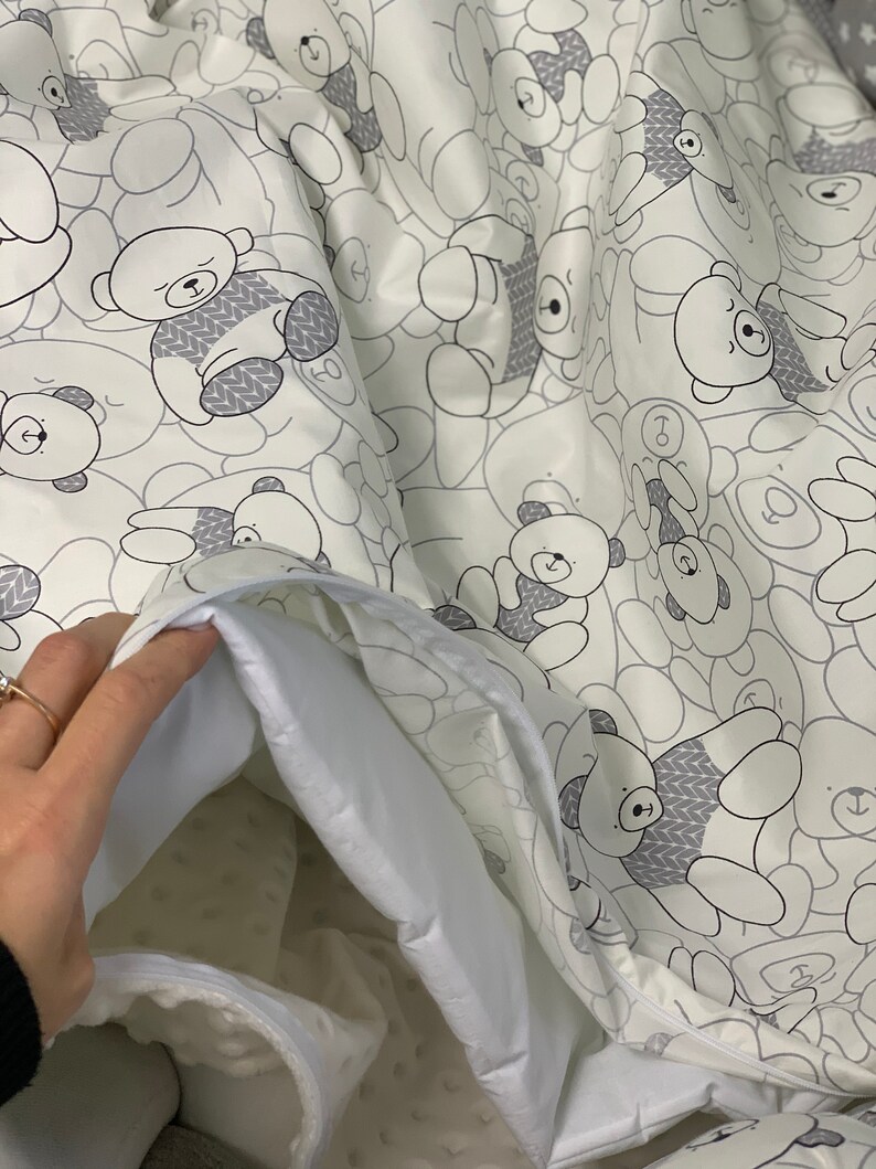 Grey Crib Bumper With Bear Crib Bumper and Grey Bedding Set Etsy