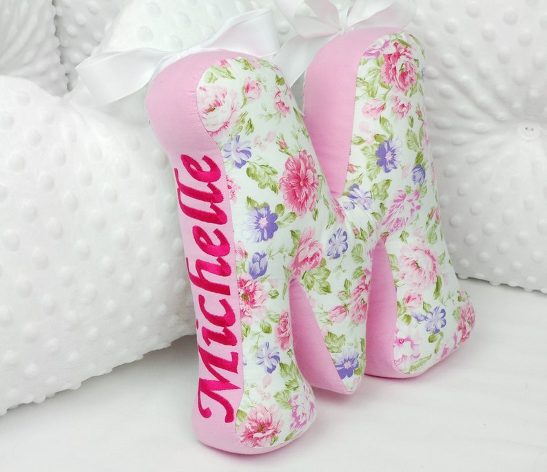 Personalized Letter Pillow Customized Name Letters Flower Etsy