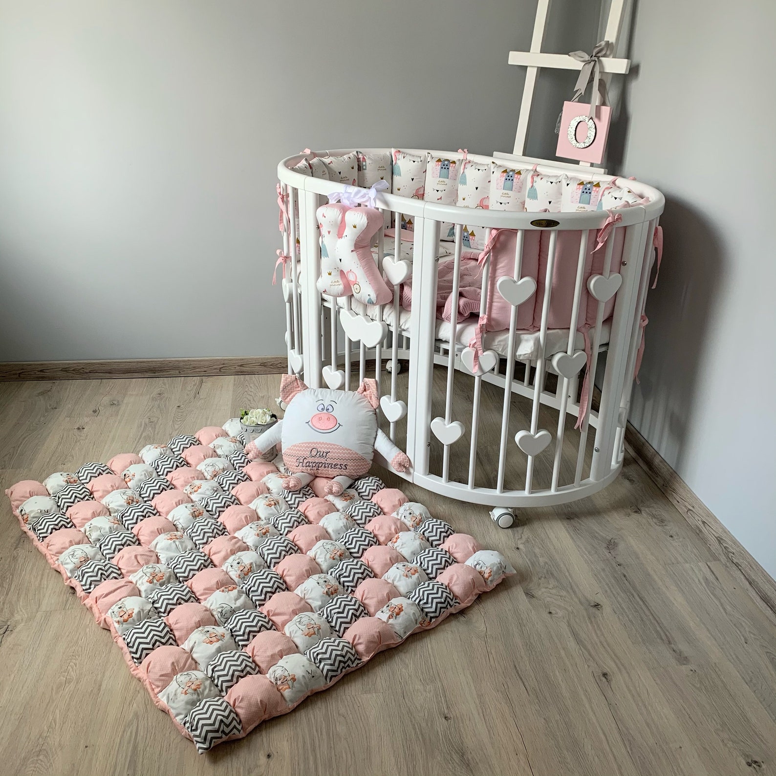 Pink Tepee Play Mat Baby girl play mat Natural Playmat Etsy