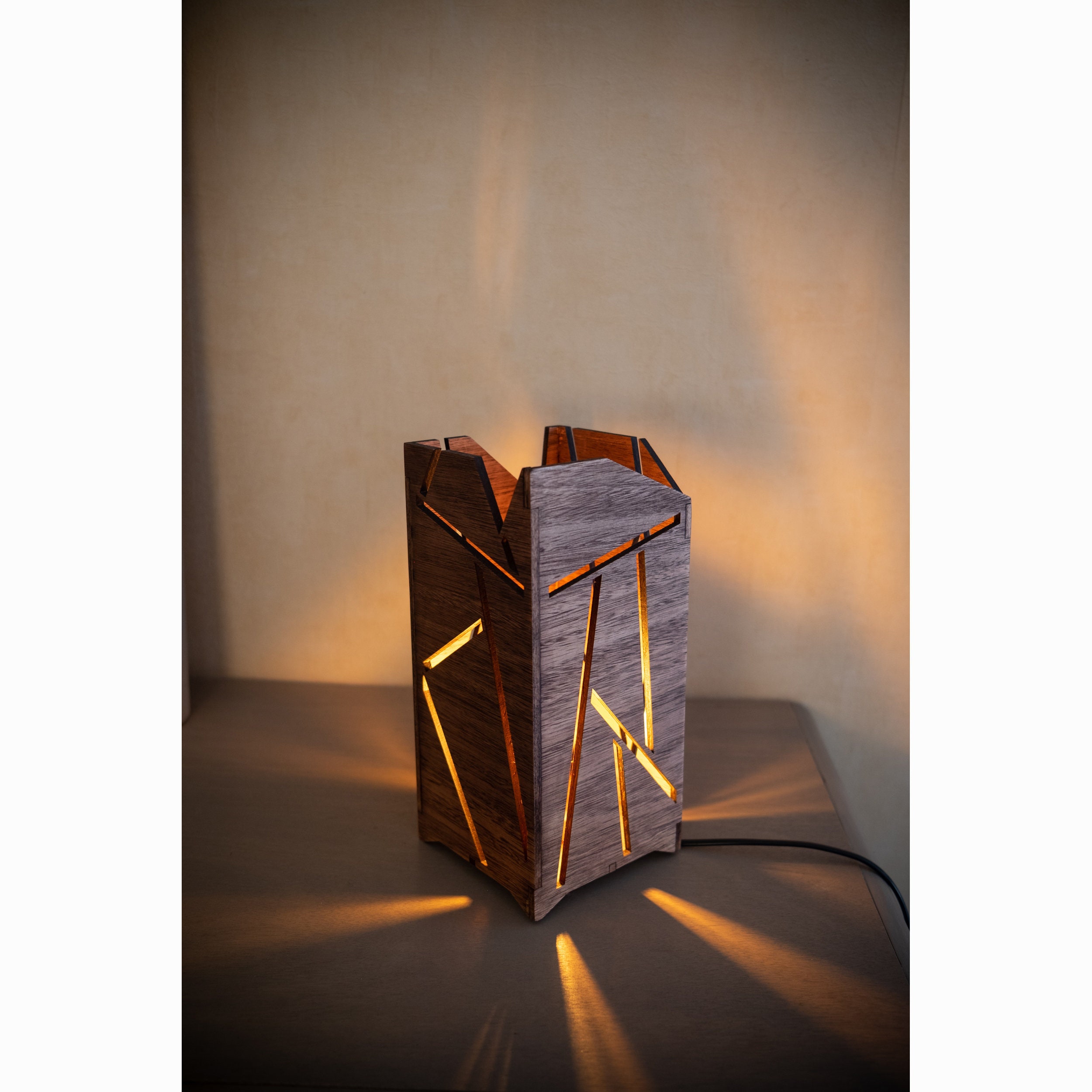 Homemade. Made in France Cut wooden lamp POLARIS